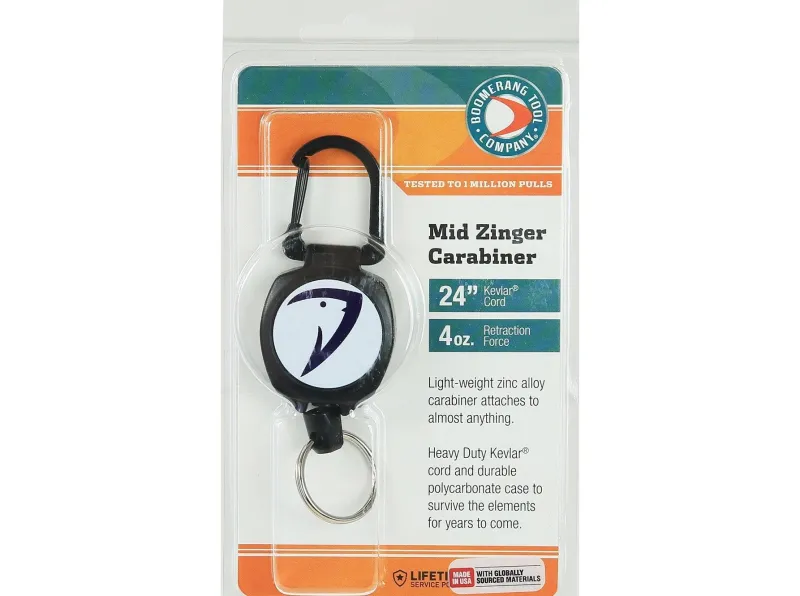 Boomerang Tools>x Tackle World Logo Mid Zinger Retractable Carabiner With Split Ring