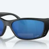Costa Sunglasses>Fisch Readers Matte Black Frame With Blue Mirror Lens 580P Polarized Sunglasses