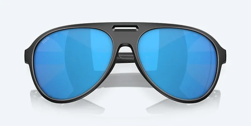 Costa Sunglasses>Grand Catalina Matte Black Frame with Blue Mirror Lens 580G Polarized Sunglasses