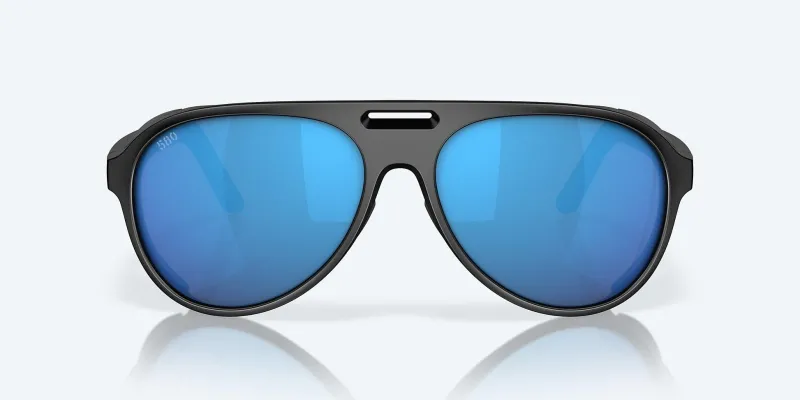 Costa Sunglasses>Grand Catalina Matte Black Frame with Blue Mirror Lens 580G Polarized Sunglasses