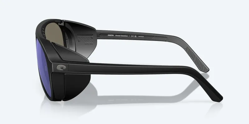 Costa Sunglasses>Grand Catalina Matte Black Frame with Blue Mirror Lens 580G Polarized Sunglasses