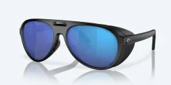 Costa Sunglasses>Grand Catalina Matte Black Frame with Blue Mirror Lens 580G Polarized Sunglasses