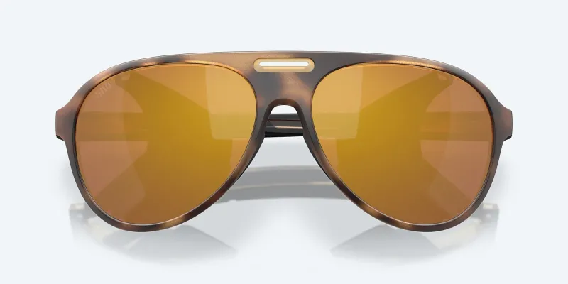Costa Sunglasses>Grand Catalina Matte Tortoise Frame with Gold Mirror Lens 580G Polarized Sunglasses