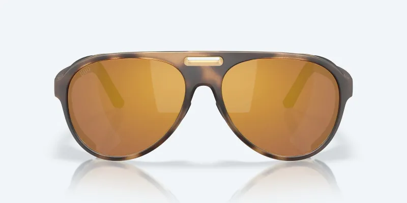 Costa Sunglasses>Grand Catalina Matte Tortoise Frame with Gold Mirror Lens 580G Polarized Sunglasses