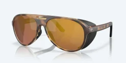Costa Sunglasses>Grand Catalina Matte Tortoise Frame with Gold Mirror Lens 580G Polarized Sunglasses