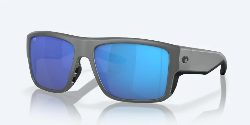 Costa Sunglasses>Taxman Matte Gray Frame with Blue Mirror Lens 580G Polarized Sunglasses