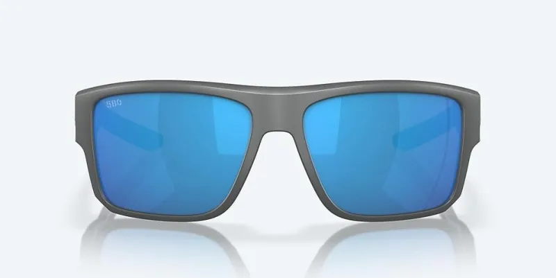 Costa Sunglasses>Taxman Matte Gray Frame with Blue Mirror Lens 580G Polarized Sunglasses