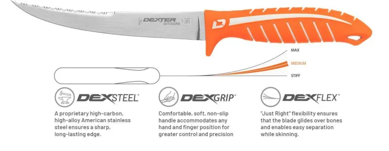 Dexter Russell Knives & Scissors|Tools>Dexter Dextreme 7" Dual Edge Flexible Fillet Knife with Sheath