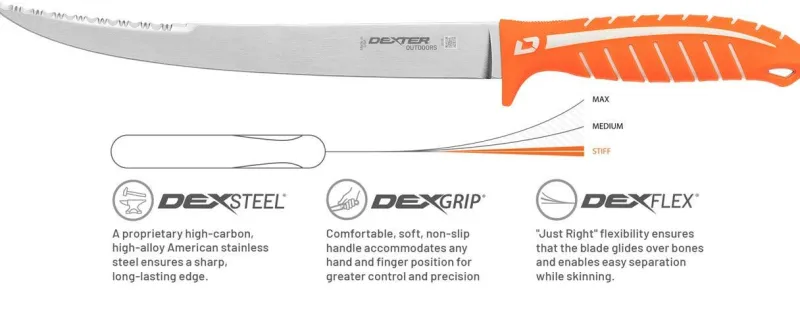 Dexter Russell Knives & Scissors|Tools>Dexter Dextreme 10" Dual Edge Stiff Fillet Knife with Sheath