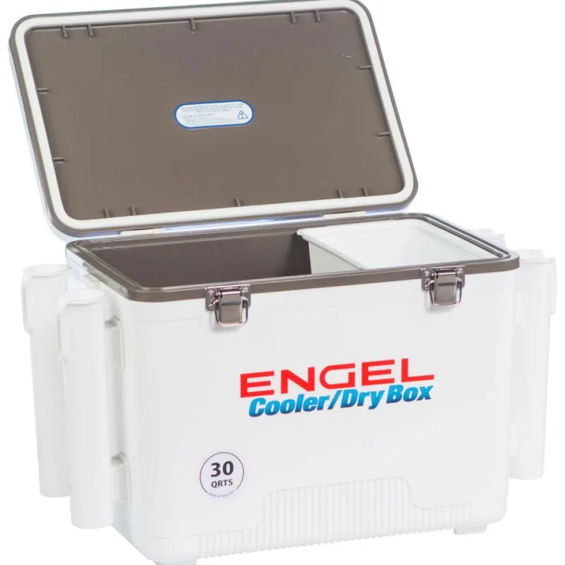 Engel Tackle Boxes & Storage>30 Quart Drybox/Cooler with Rod Holders