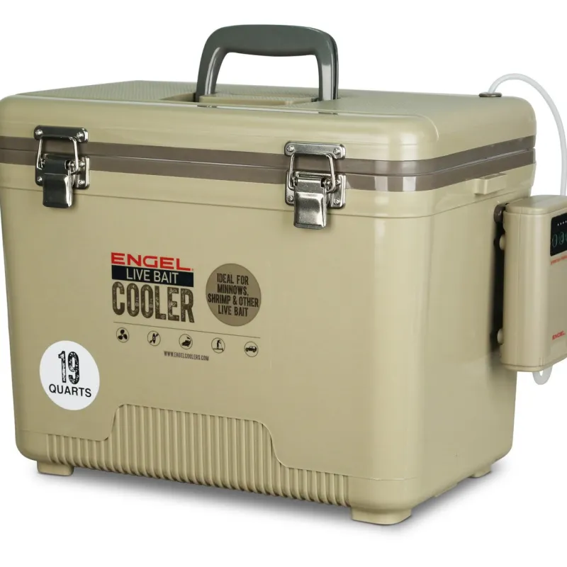 Engel Tackle Boxes & Storage>19 Quart Live Bait Pro Cooler with AP3 Rechargeable Aerator & Stainless Hardware