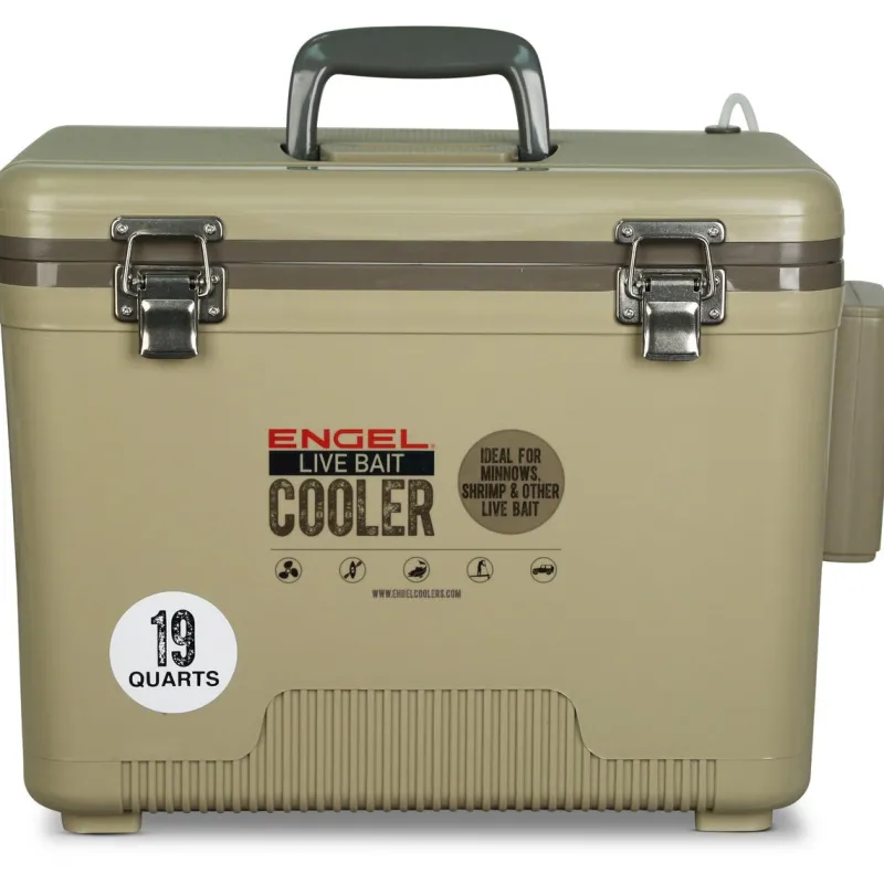 Engel Tackle Boxes & Storage>19 Quart Live Bait Pro Cooler with AP3 Rechargeable Aerator & Stainless Hardware