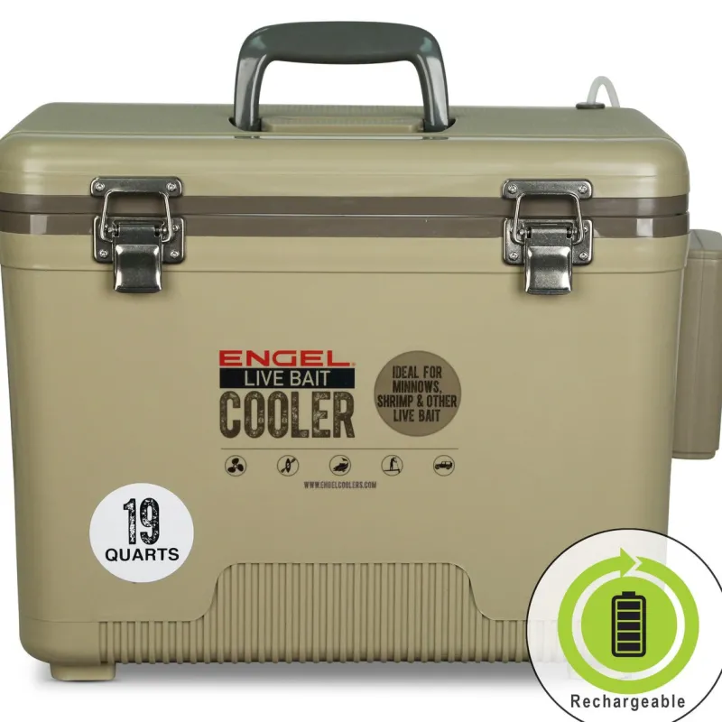 Engel Tackle Boxes & Storage>19 Quart Live Bait Pro Cooler with AP3 Rechargeable Aerator & Stainless Hardware