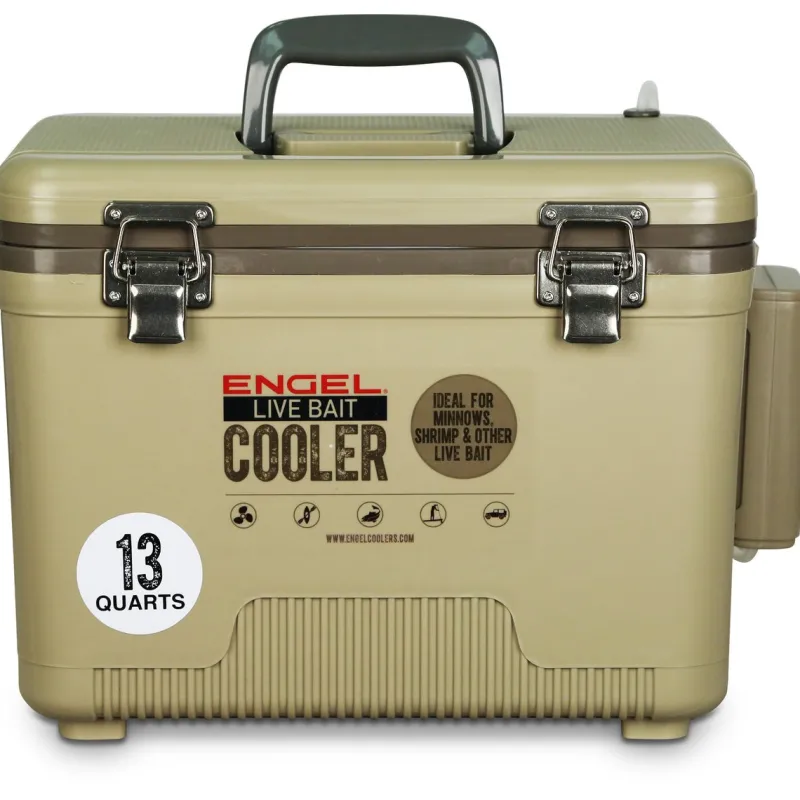 Engel Tackle Boxes & Storage>13 Quart Live Bait Pro Cooler with AP3 Rechargeable Aerator & Stainless Hardware