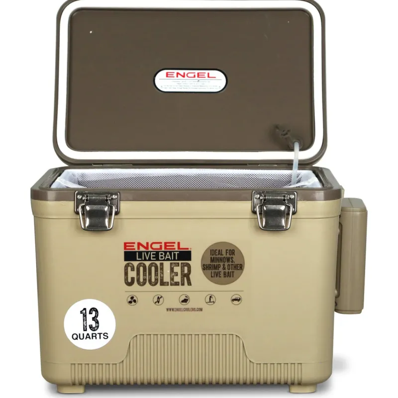 Engel Tackle Boxes & Storage>13 Quart Live Bait Pro Cooler with AP3 Rechargeable Aerator & Stainless Hardware
