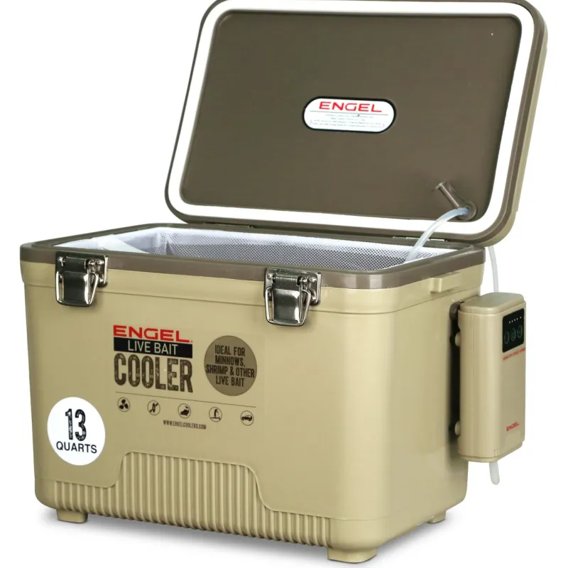 Engel Tackle Boxes & Storage>13 Quart Live Bait Pro Cooler with AP3 Rechargeable Aerator & Stainless Hardware