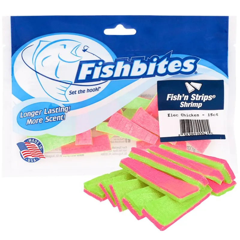 Fishbites Soft Baits>Longer Lasting Fish'n Strips Shrimp Scented Soft Baits