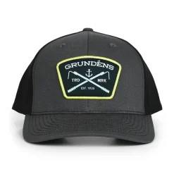 Grundens Hats>Gaff Trucker 312 Hat Charcoal/Black