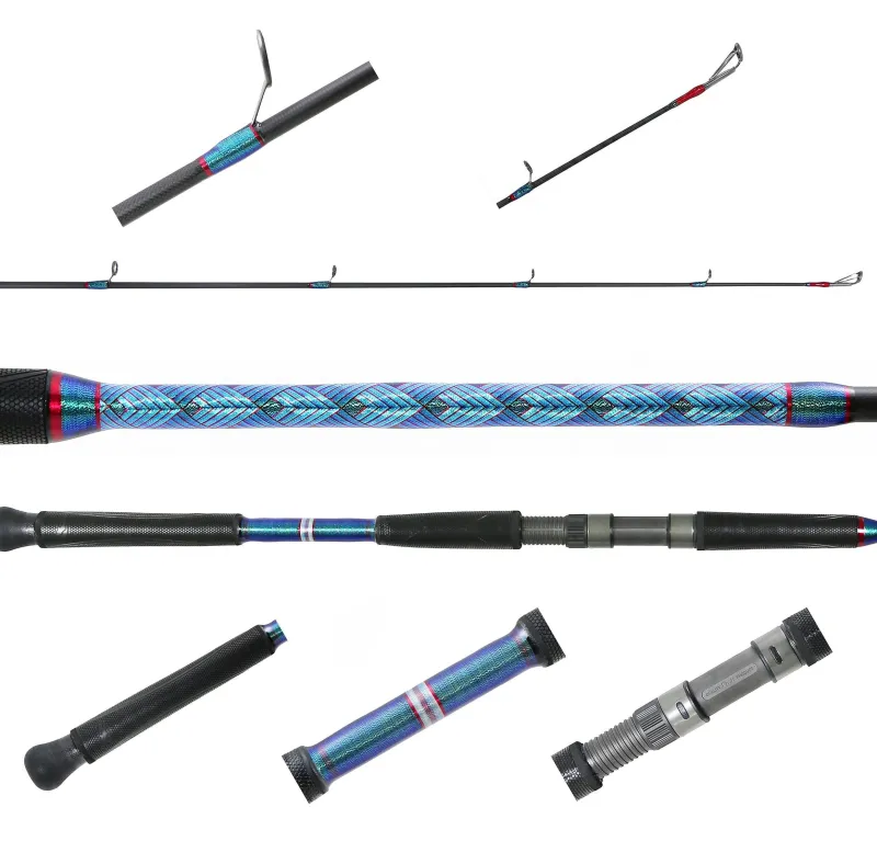 Jigging World Custom Rods>MK2 7'6" Custom Spinning Rod - Blue/Red