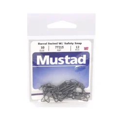 Mustad Swivels & Snaps>Barrel Swivels with Safety Snap